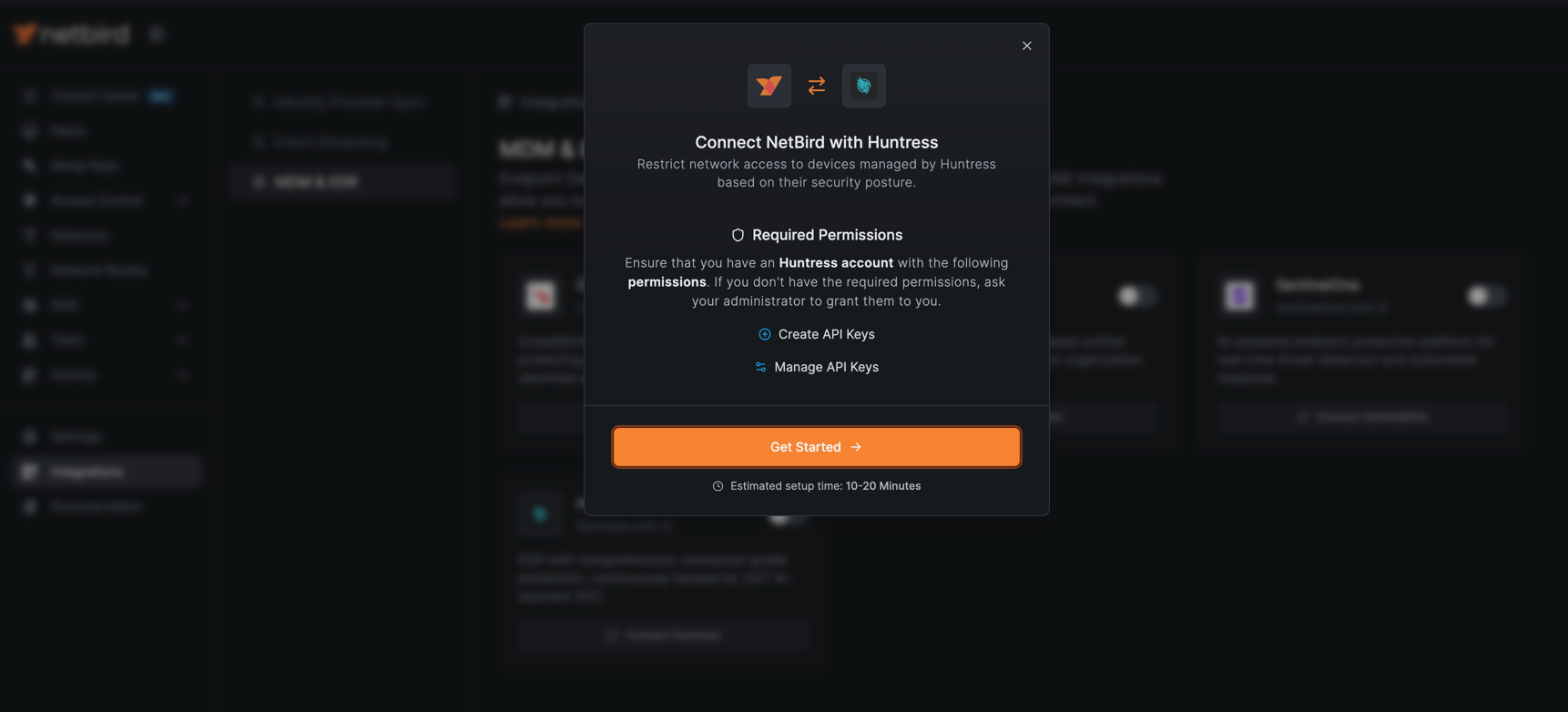 Huntress integration getting started
