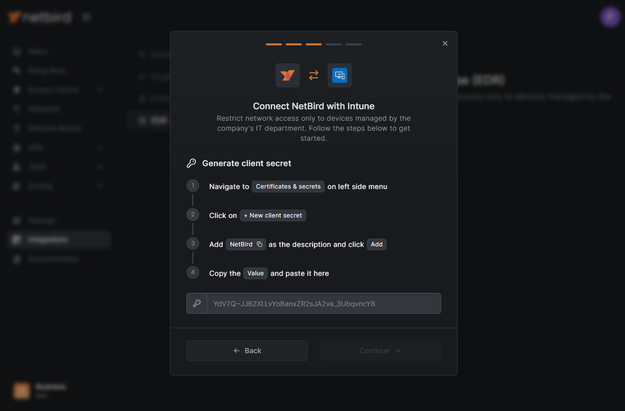 NetBird Generate Client Secret