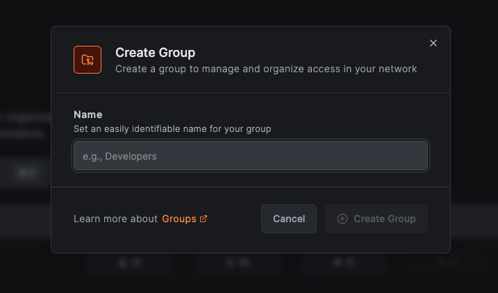 Create group from groups page