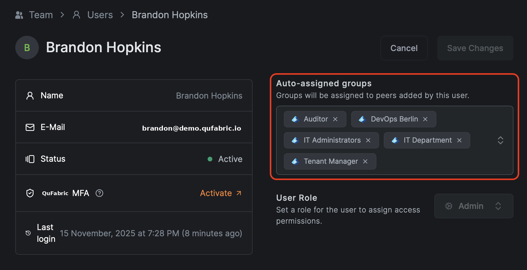 User groups for source groups