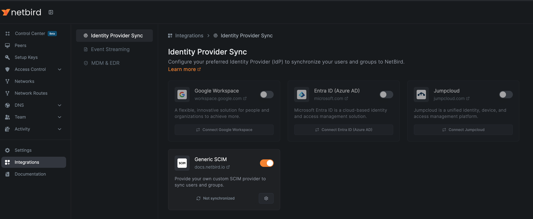 NetBird Keycloak SCIM Enabled