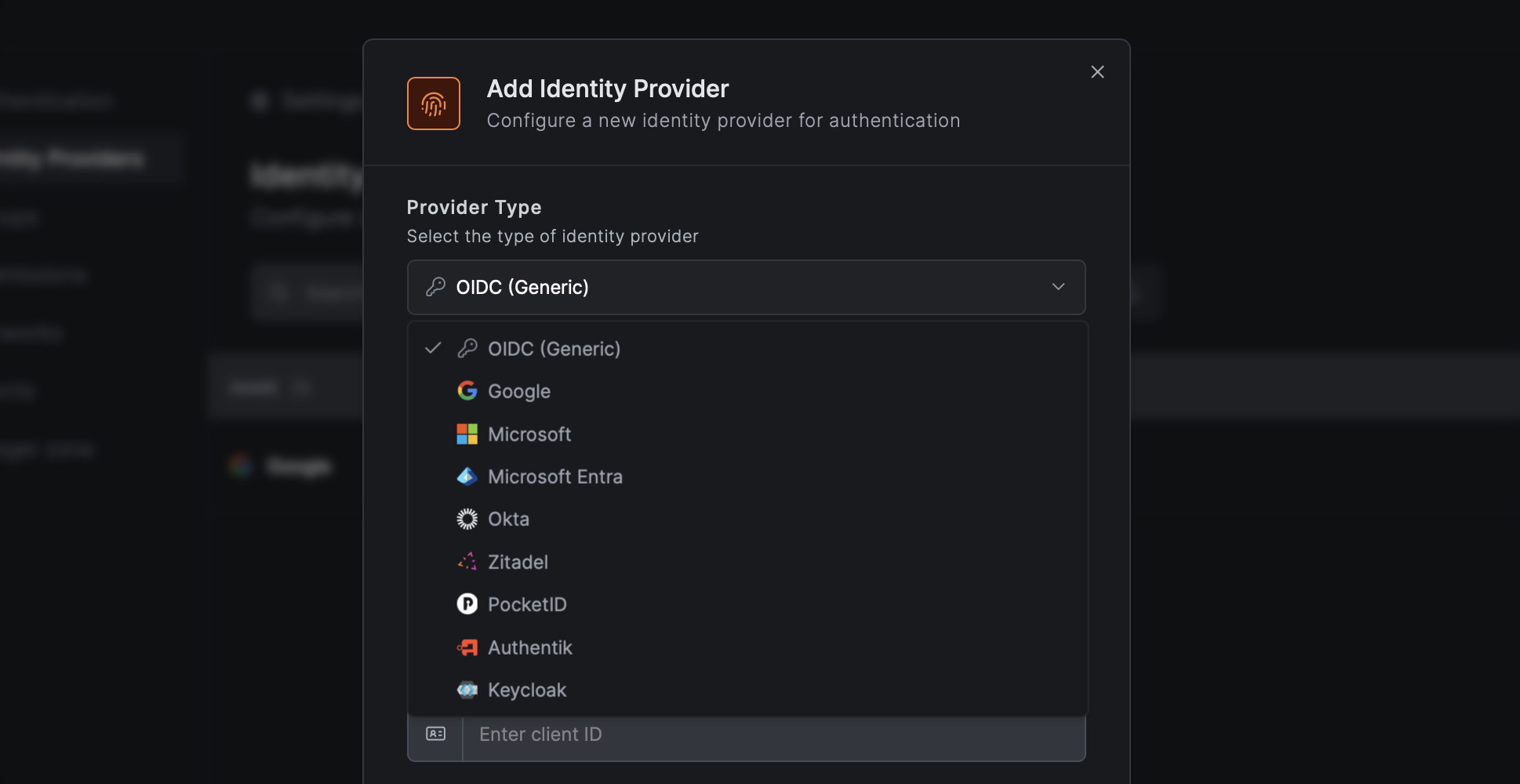 Identity Providers List