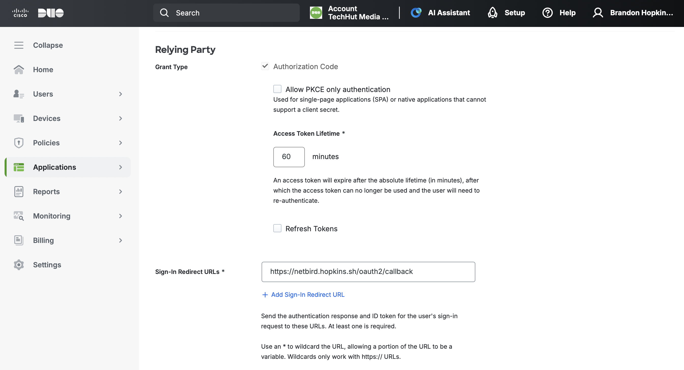 Configure Redirect URLs