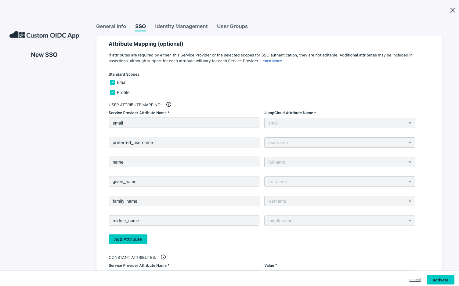 Attribute configuration