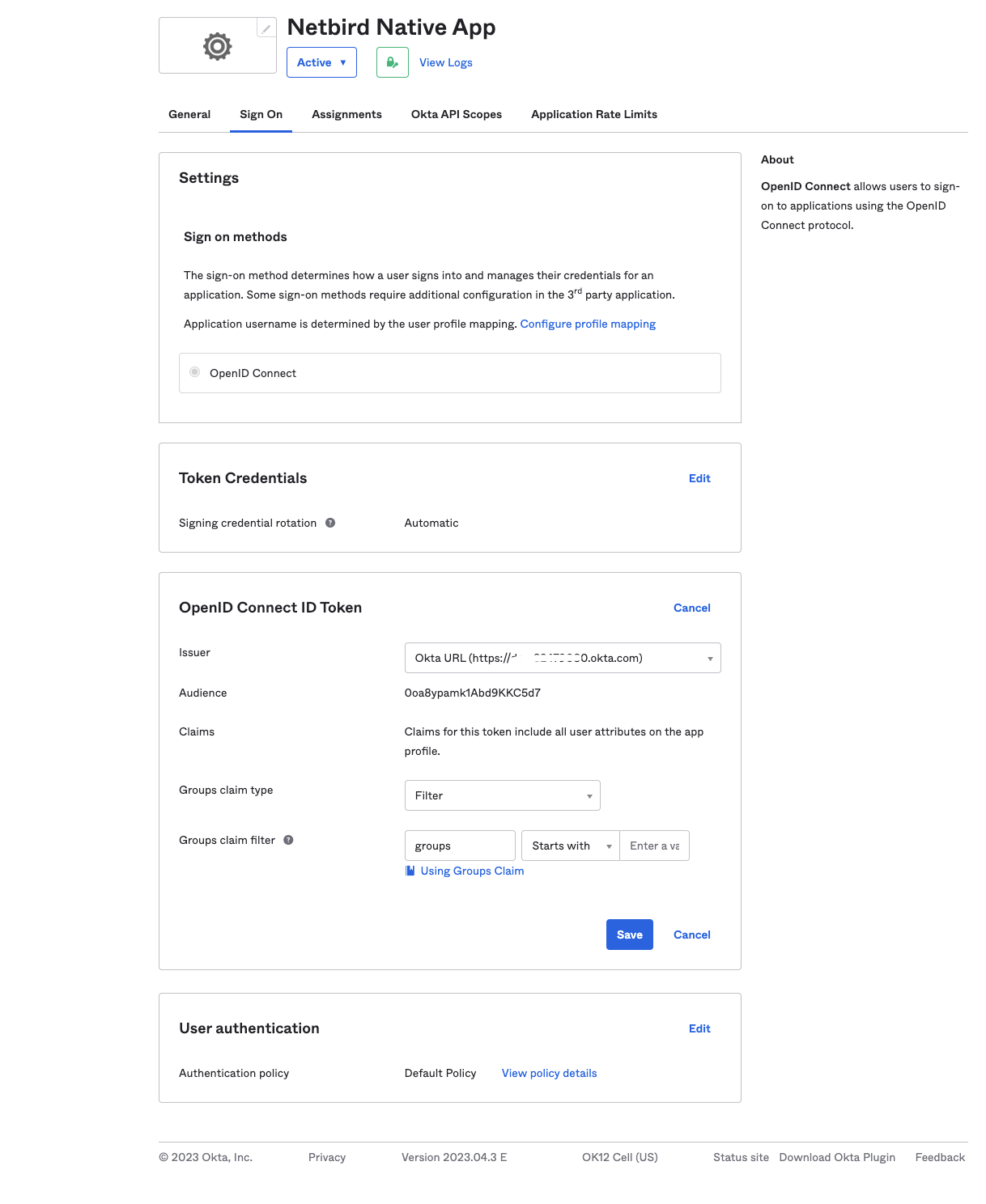 Native sign-on configuration