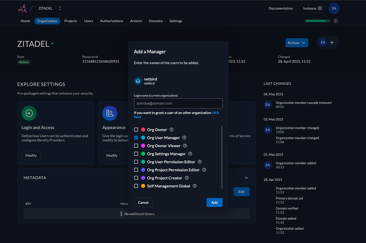 Service account role