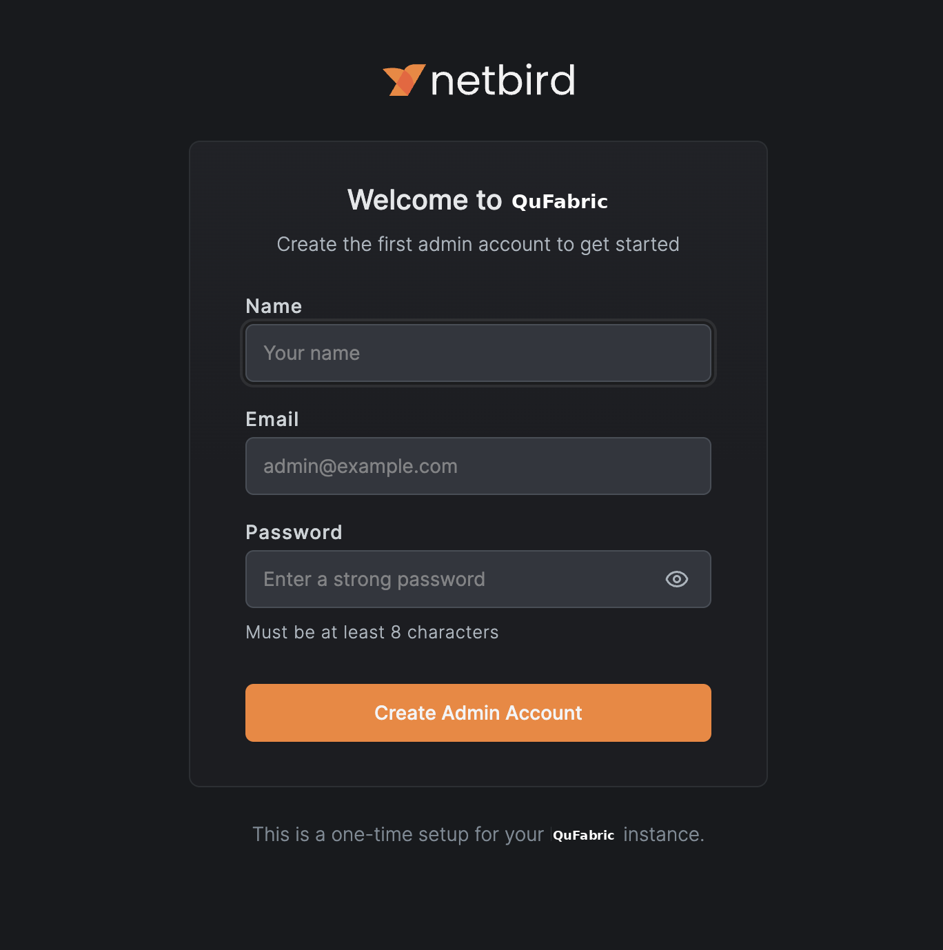 NetBird setup page