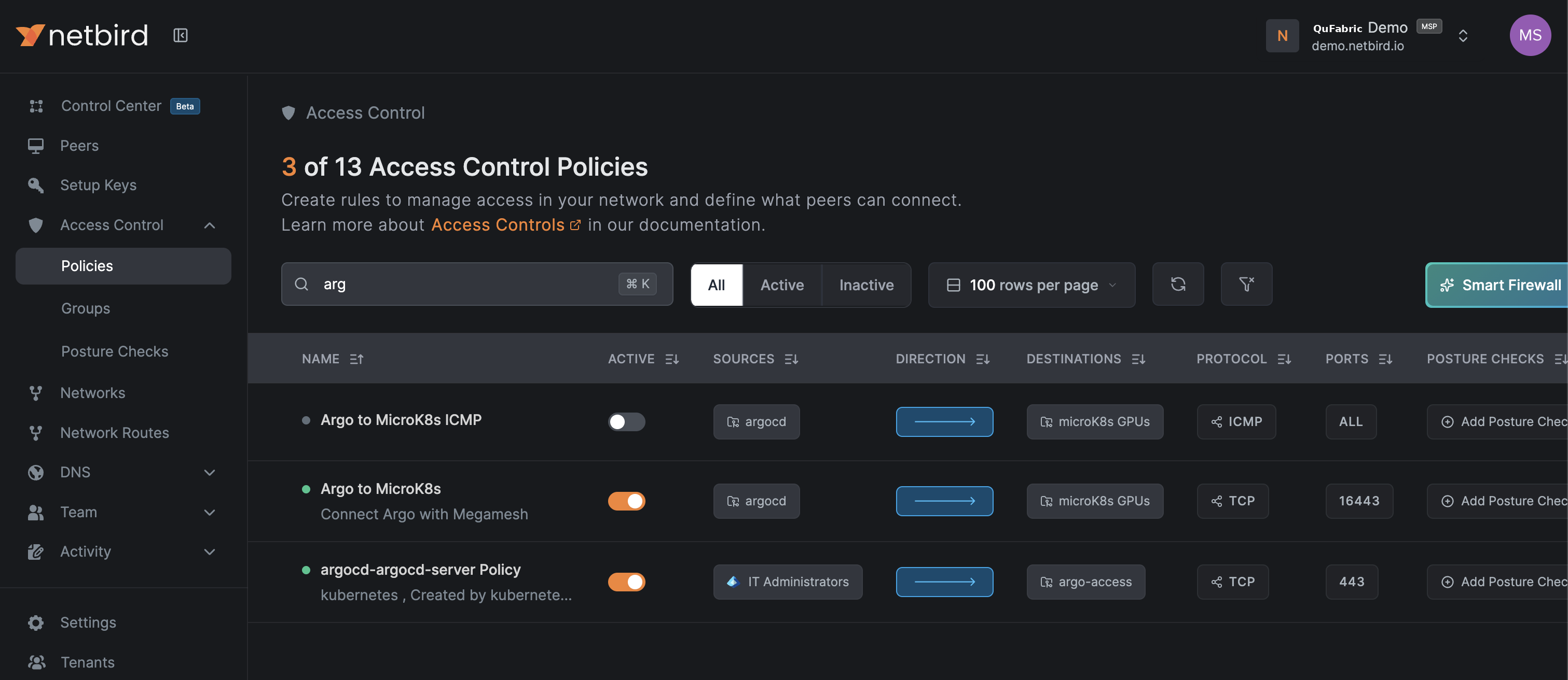argo netbird policies